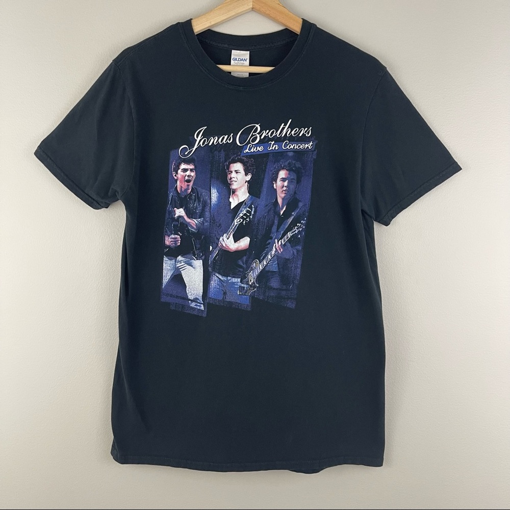 JONAS BROTHERS Vintage 2000’s Live In Concert Black Blue Graphic Band Tee